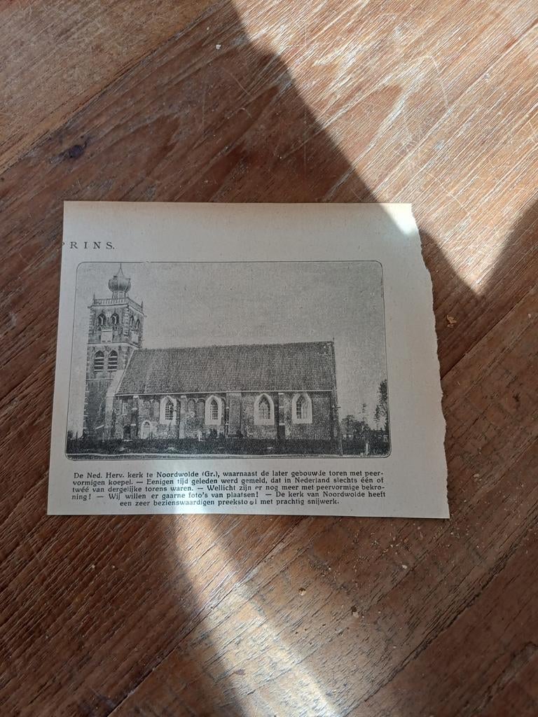 Knipsel nh kerk Noordwolde 1923, Verzamelen, Tijdschriften, Kranten en Knipsels, Ophalen of Verzenden, 1920 tot 1940, Knipsel(s)