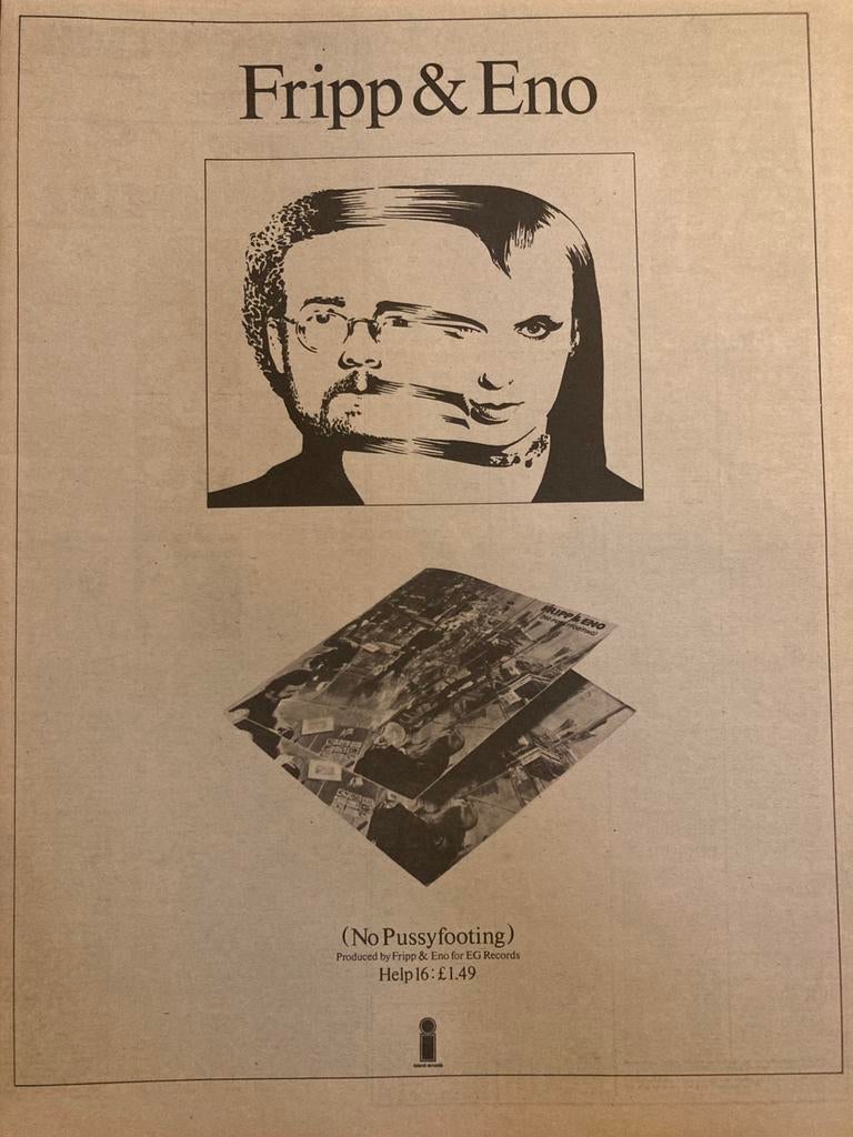 Paginagrote A3 advertentie FRIPP & ENO release, Ophalen of Verzenden, Nieuw in verpakking