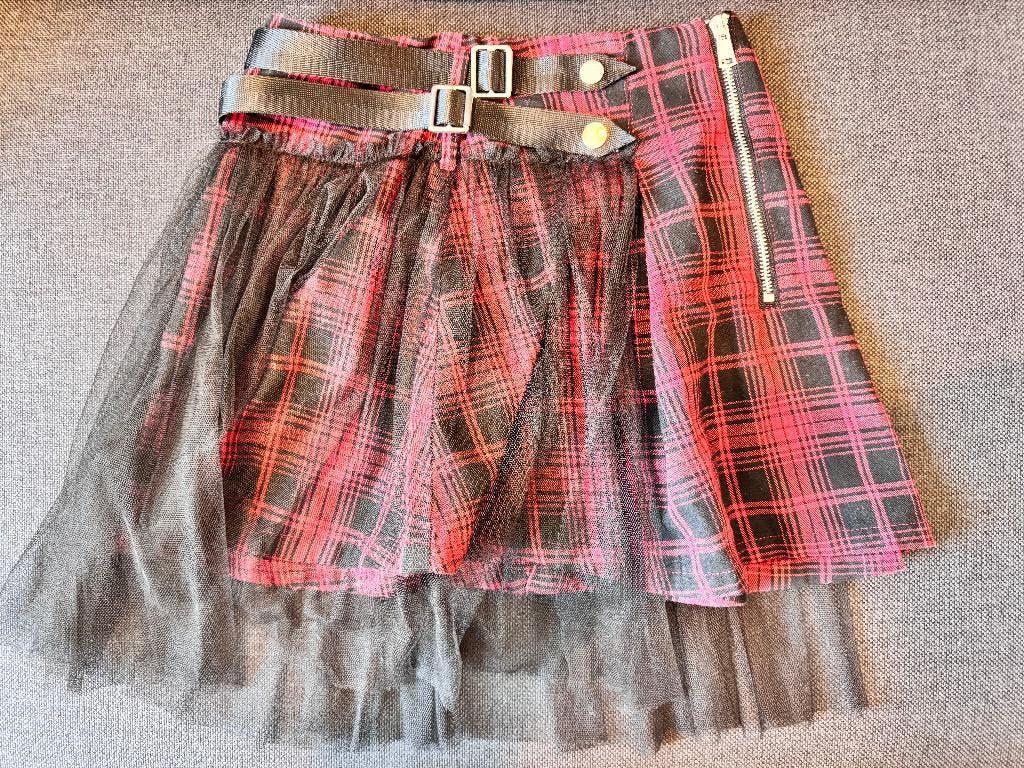 Geruite rok met tule Maat S, Kleding | Dames, Rokken, Ophalen, Zwart, Zo goed als nieuw, Maat 36 (S)