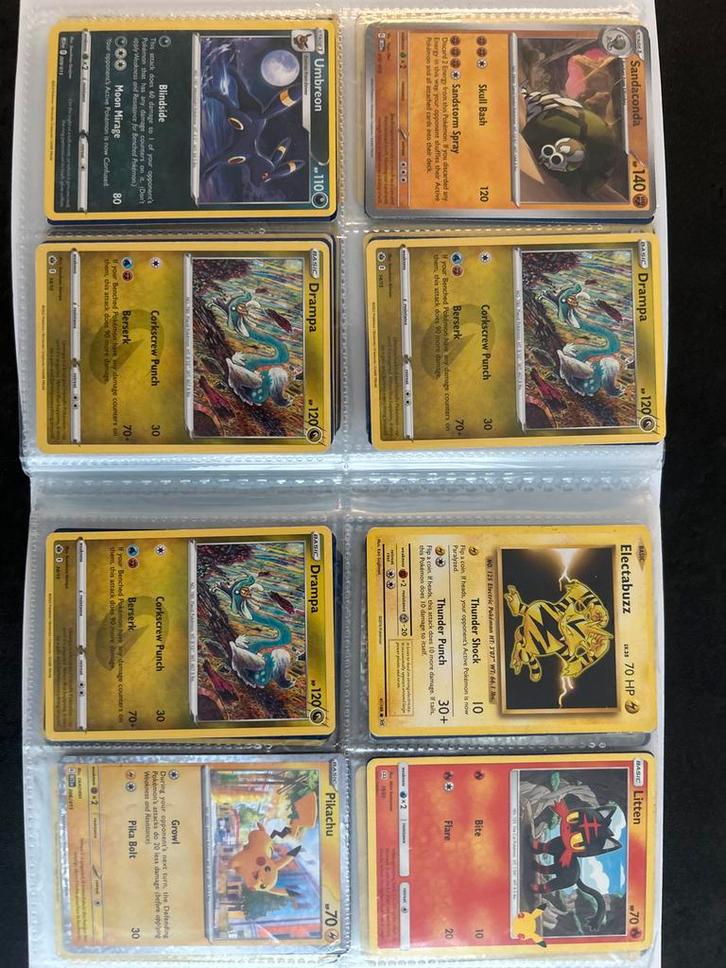 Pokémon Kaarten Collectie: Umbreon, Sandaconda, Drampa, Pika, Hobby en Vrije tijd, Verzamelkaartspellen | Pokémon, Gebruikt, Meerdere kaarten