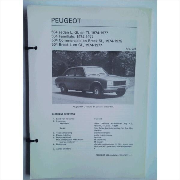 Peugeot 504 Vraagbaak losbladig 1974-1977 #1 Nederlands, Ophalen of Verzenden, Gelezen, Peugeot