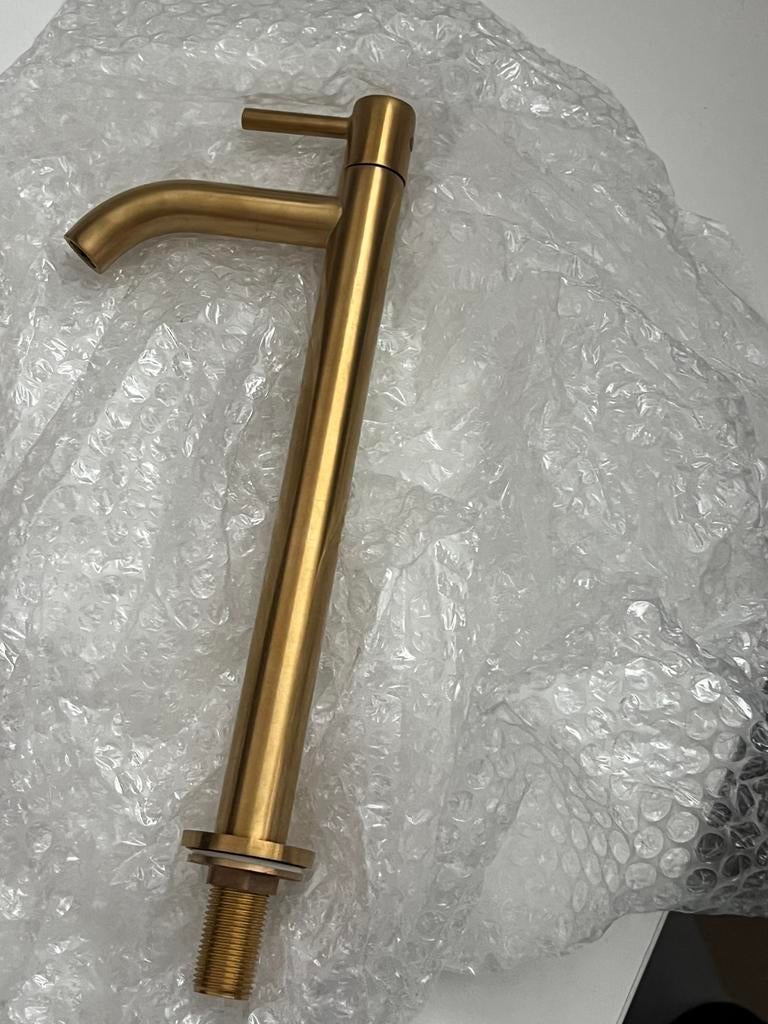 Blaufoss multa fonteinkraan brushed champagne goude kraan, Ophalen of Verzenden, Zo goed als nieuw, Kraan