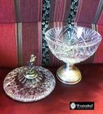 Antieke kristallen brocante schaal - bonbonschaal deksel, Ophalen of Verzenden