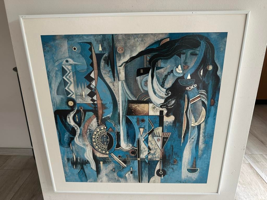 Yianhua Su Lithografie schilderij Chinees 55/55cm, Ophalen of Verzenden