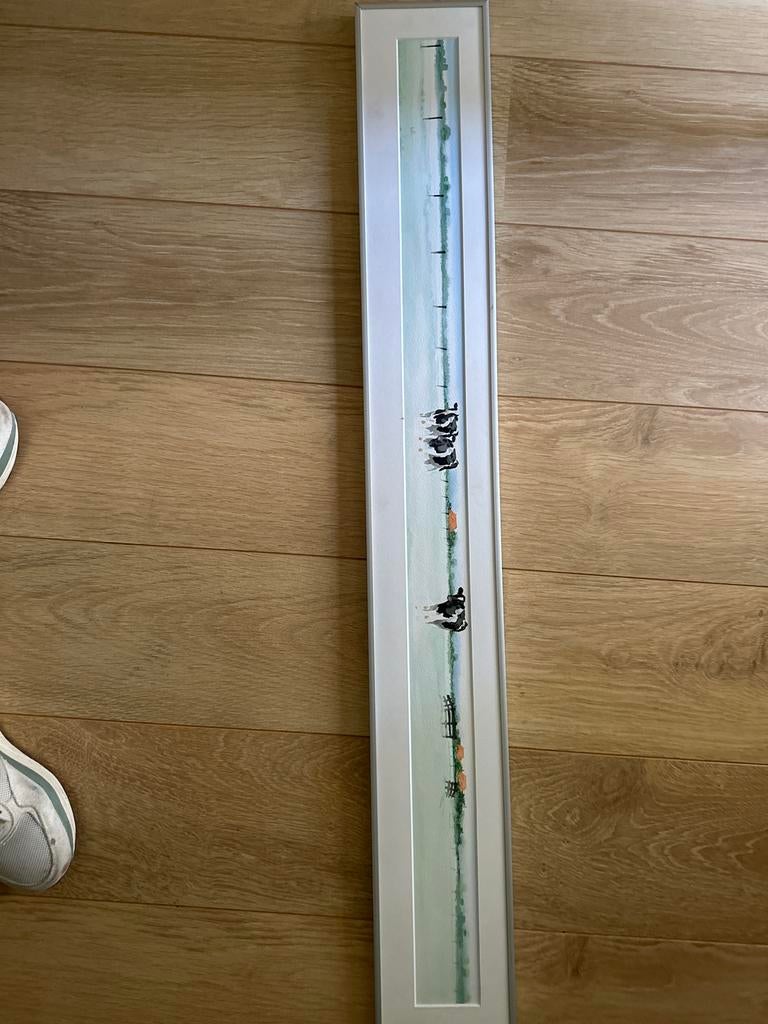 Schilderij Wiebe van der Zee - Koeien in de wei (111x14cm), Antiek en Kunst, Ophalen