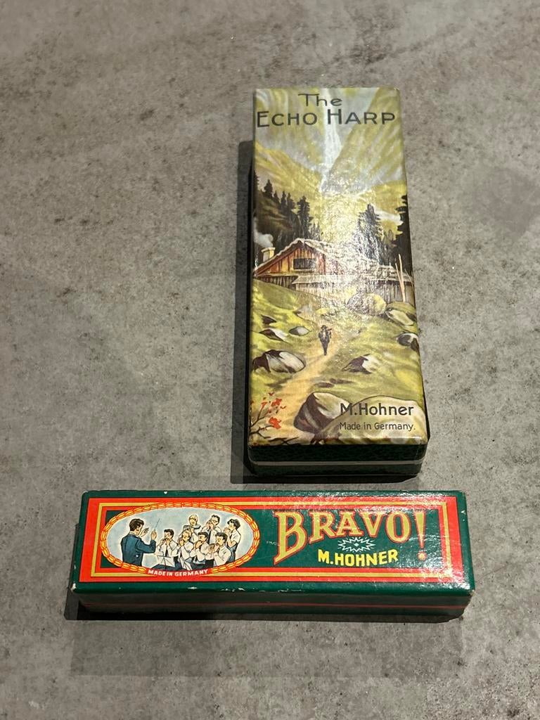 Vintage Hohner Mondharmonica's: Echo Harp & Bravo!, Muziek en Instrumenten, Blaasinstrumenten | Mondharmonica's, Gebruikt, Overige typen