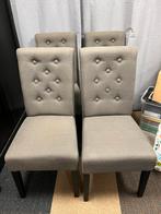 Set van 4 gecapitonneerde grijze eetkamerstoelen, Huis en Inrichting, Stoelen, Ophalen, Gebruikt, Vier, Stof