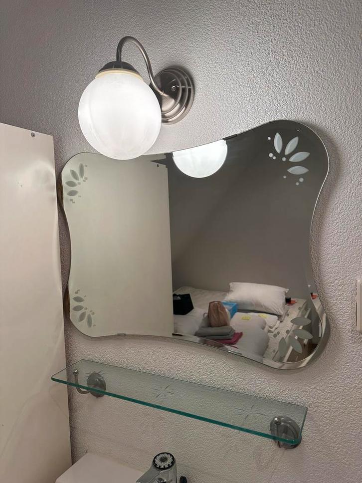 Spiegel met planchet, Huis en Inrichting, Woonaccessoires | Spiegels, Gebruikt, Minder dan 50 cm, Minder dan 100 cm, Overige vormen