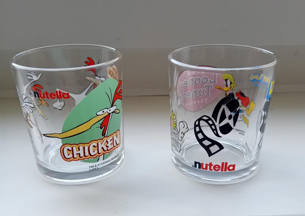 Nutella glazen glas Looney Tunes en Cow and Chicken, Ophalen, Zo goed als nieuw, Overige typen