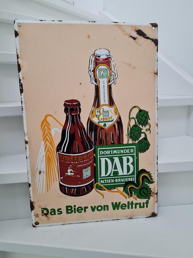 Emaille bord DAB, Ophalen of Verzenden, Zo goed als nieuw, Reclamebord