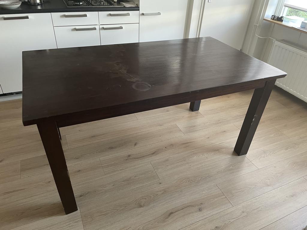 Houten eettafel, Huis en Inrichting, Ophalen, Gebruikt, 50 tot 100 cm, Vijf personen of meer