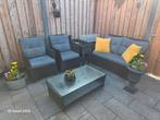 Loungeset met bank, twee stoelen en salontafel, Ophalen of Verzenden, Gebruikt