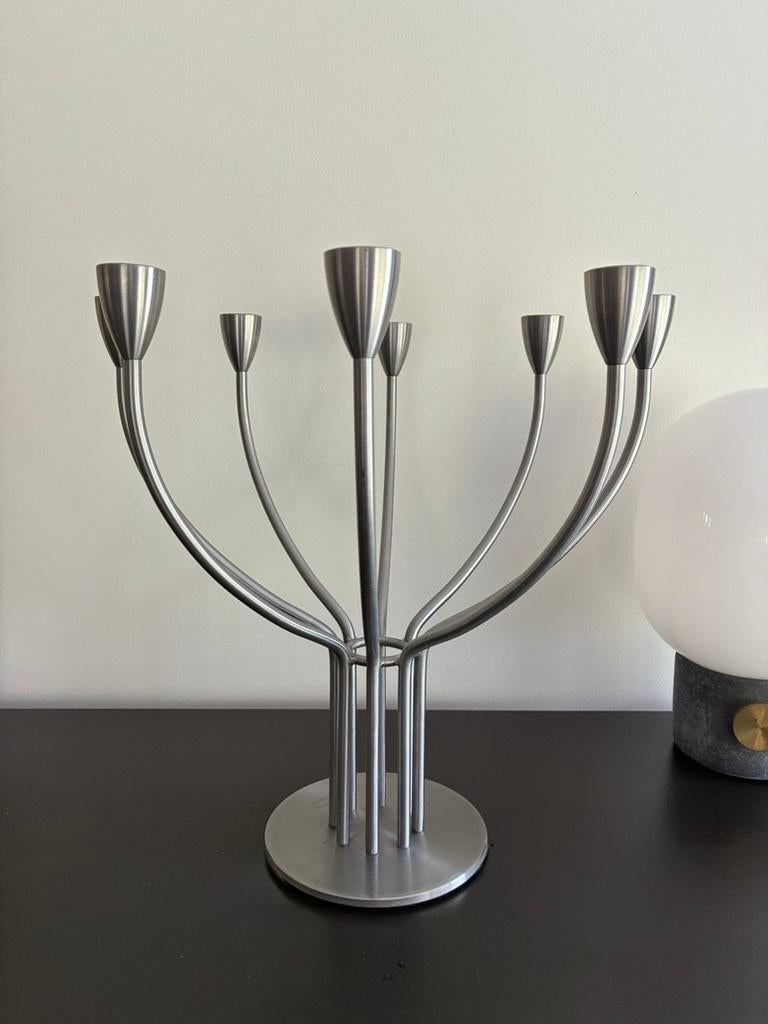Vintage kandelaar IKEA 8 armen RVS, Huis en Inrichting, Woonaccessoires | Kandelaars en Kaarsen, Overige kleuren, 25 tot 50 cm