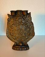 Antieke Bronzen Kandelaar met Aziatische Symboliek, Ophalen of Verzenden, Brons