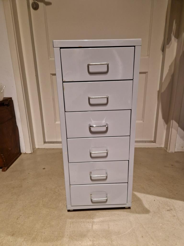 Metalen ladekast met 6 laden - Grijs, Huis en Inrichting, Kasten | Ladekasten, Gebruikt, 5 laden of meer, 100 tot 150 cm, Industrieel, Kantoor