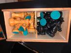Vintage Houten schaakspel met opbergvak, Ophalen of Verzenden, Zo goed als nieuw