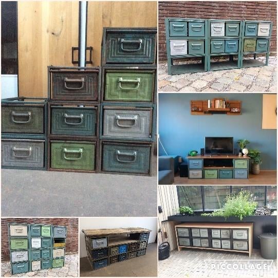 Modulair TV-kast Ladekast KASTEN Dressoir Zelf Ontwerpen !!, Gebruikt, Ophalen of Verzenden, Minder dan 100 cm, Metaal