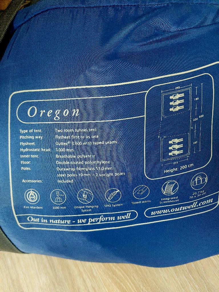 Kampeertent Outwell Oregon met canopy, Ophalen, Gebruikt, Tot en met 6