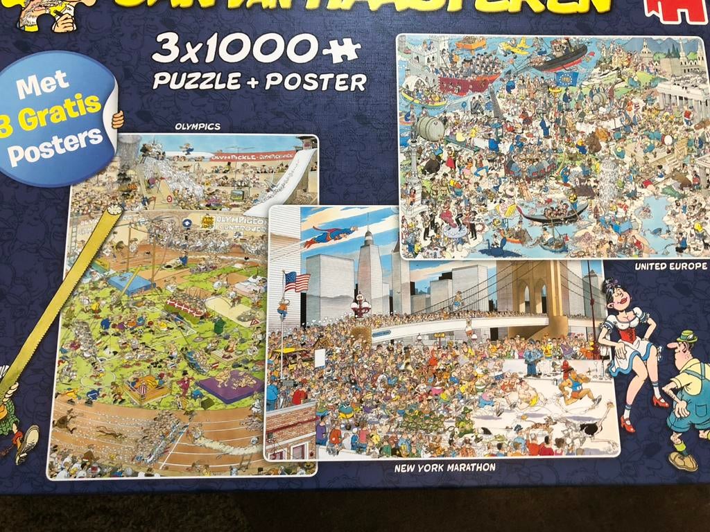 Jan van Haasteren puzzels 3x1000 stukjes, Ophalen, 500 t/m 1500 stukjes, Gebruikt, Legpuzzel