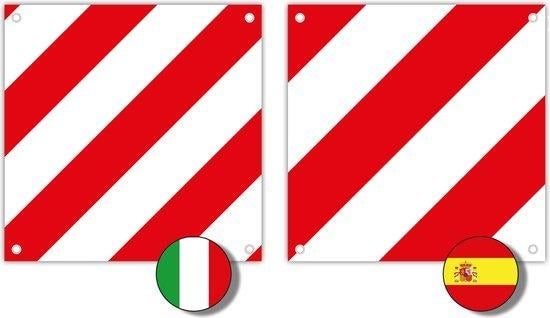 Waarschuwingsbord om te draaien voor Italië en Spanje, aluminium 50 x