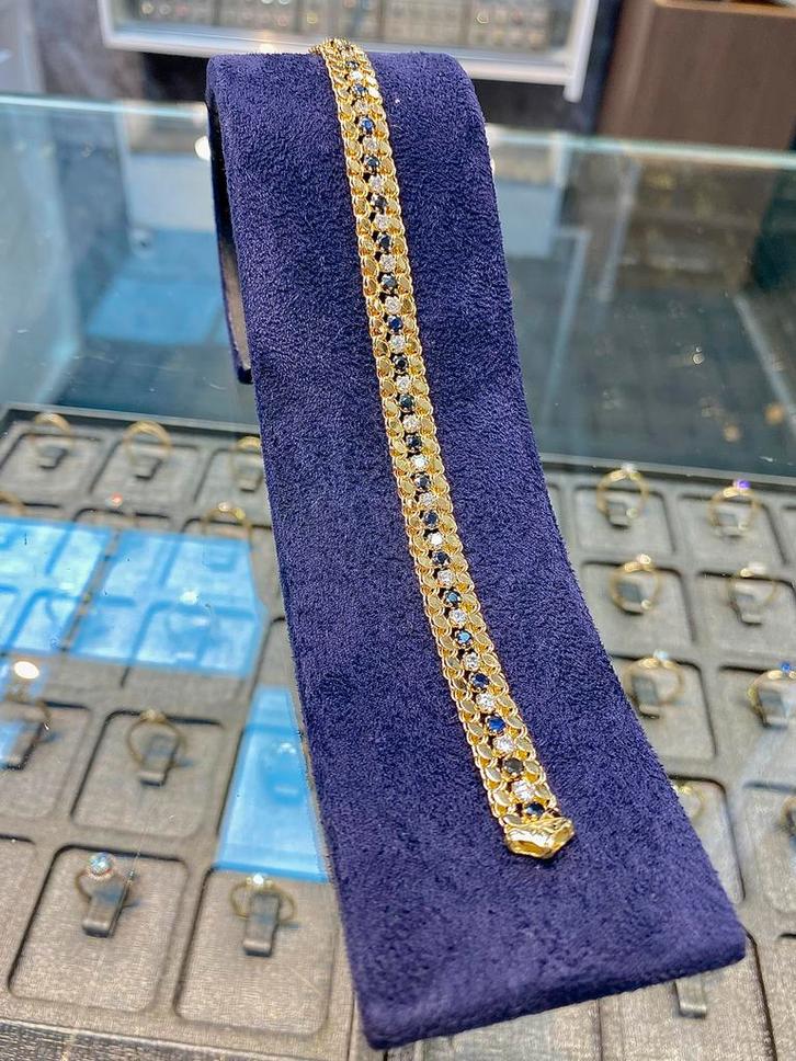 14k Dames Armband met Edelstenen, Sieraden, Tassen en Uiterlijk, Armbanden, Nieuw, Goud, Goud, Met edelsteen, Ophalen