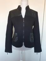 Zwart sjieck jasje van Frank Walder maat 38 met leatherlook., Maat 38/40 (M), Zwart, Ophalen of Verzenden, Zo goed als nieuw
