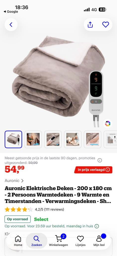 Auronic Elektrische Deken - 200 x 180 cm, Huis en Inrichting, Slaapkamer | Beddengoed, Gebruikt, Tweepersoons, Ophalen of Verzenden