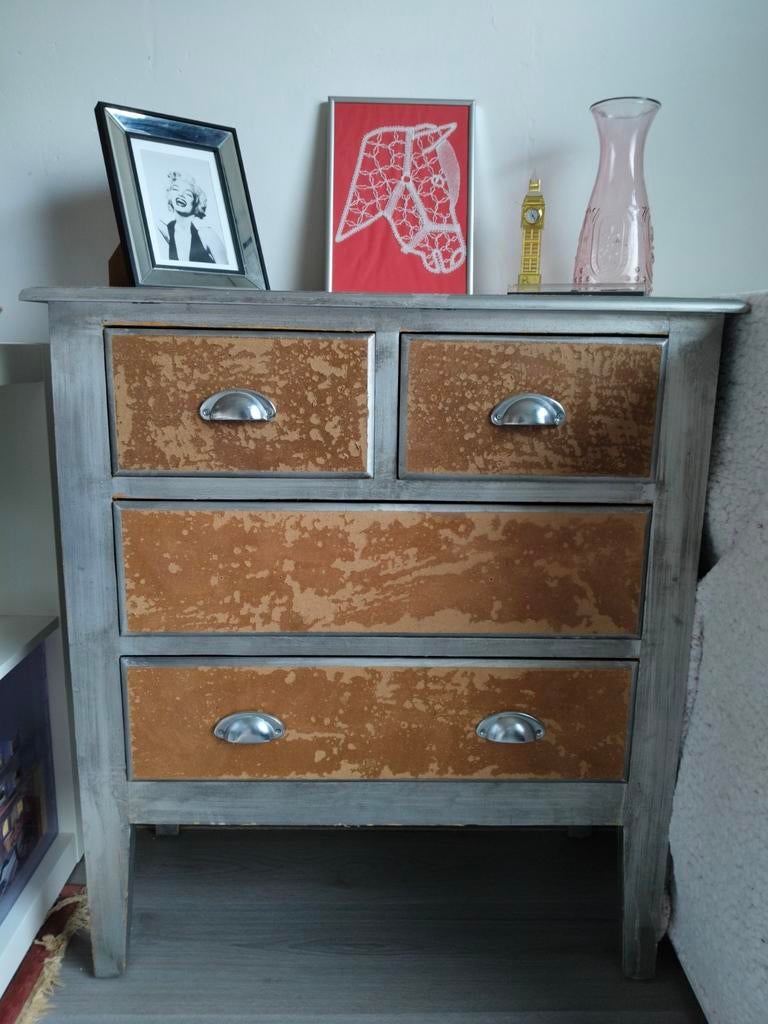 Gepimpt houten kastje, Ophalen, 50 tot 100 cm, 3 of 4 laden, Minder dan 100 cm