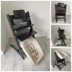 Stokke Tripp Trapp zwart met babyset, newbornset evt. tray, Ophalen of Verzenden, Zo goed als nieuw, Stokke Tripp Trapp, Afneembaar eetblad