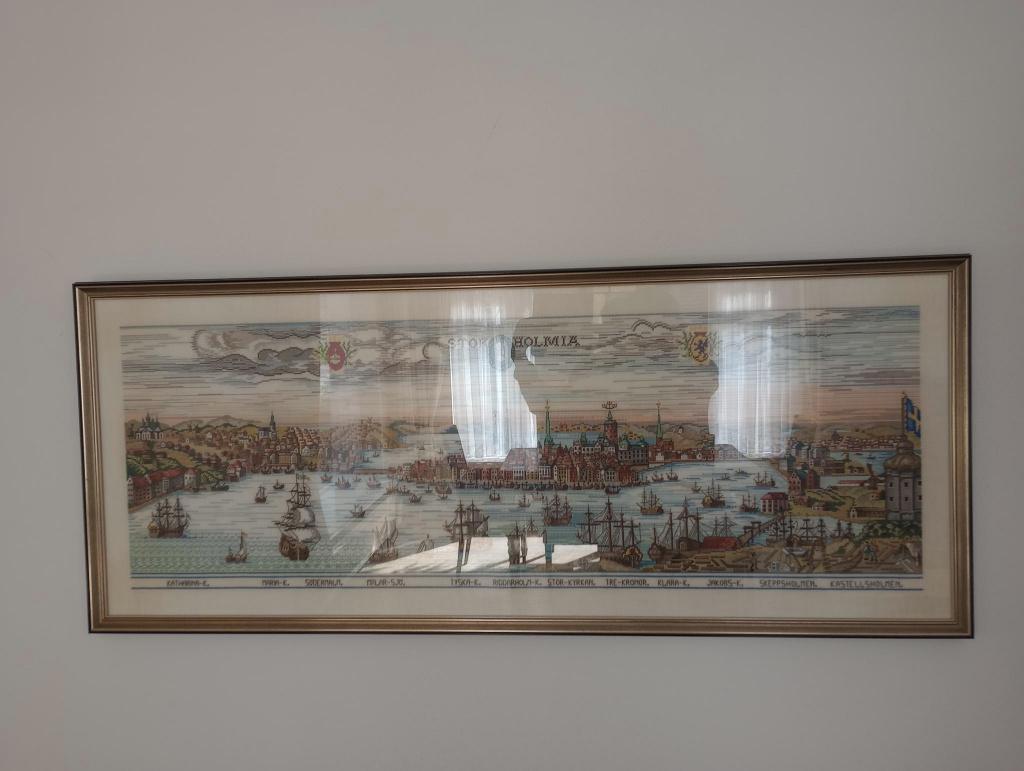 Schilderij  / stikwerk 'Stokholmia', Antiek en Kunst, Ophalen