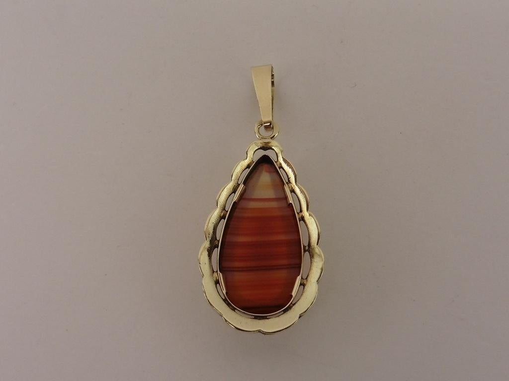 Gouden hanger met streepagaat                            G32, Gebruikt, ., Ophalen of Verzenden, .