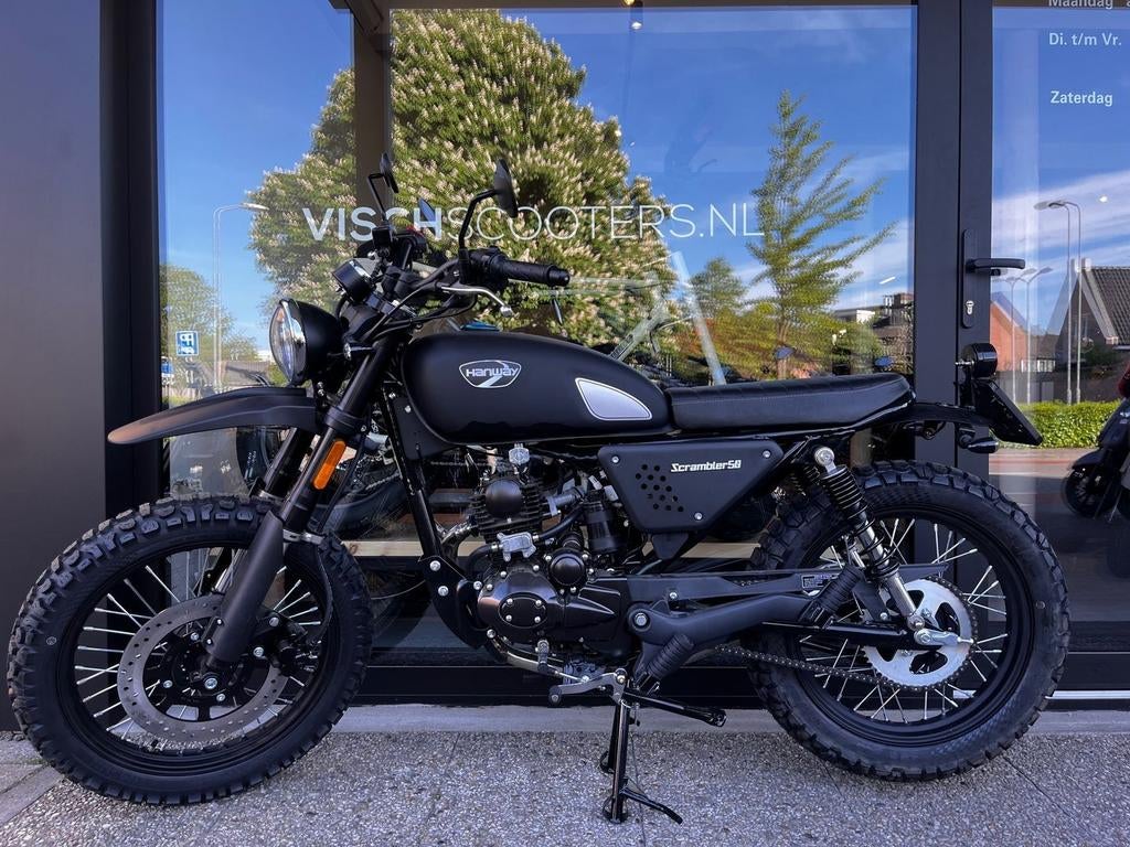 Hanway Scrambler 4Takt | 50CC | Mat Zwart | Op Voorraad !, Fietsen en Brommers, Brommers | Overige merken, HANWAY, Maximaal 45 km/u