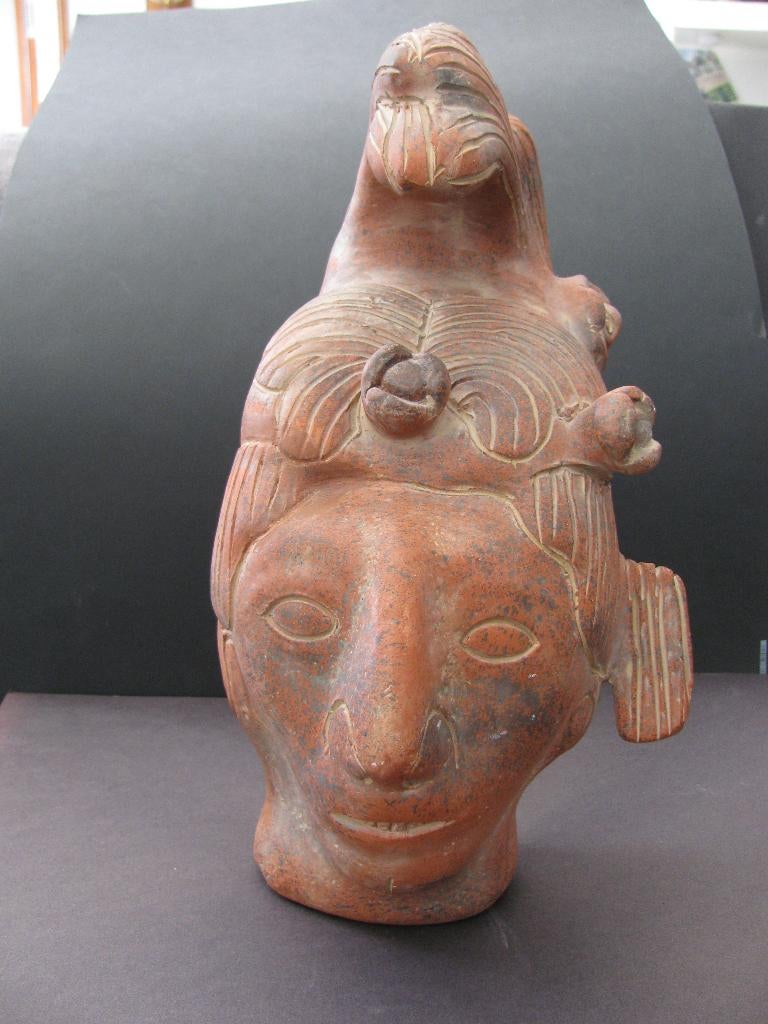 vintage collecteble sculpture  van een oud maya beeld, Ophalen of Verzenden