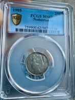 1905 Nederland 25 Cent Koningin Wilhelmina PCGS MS62 Zilver, Zilver, 25 cent, Ophalen of Verzenden, Koningin Wilhelmina