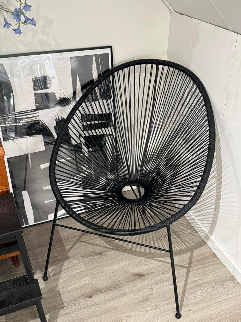 Draadstoel lounge zwart, Ophalen, Zo goed als nieuw, Kunststof