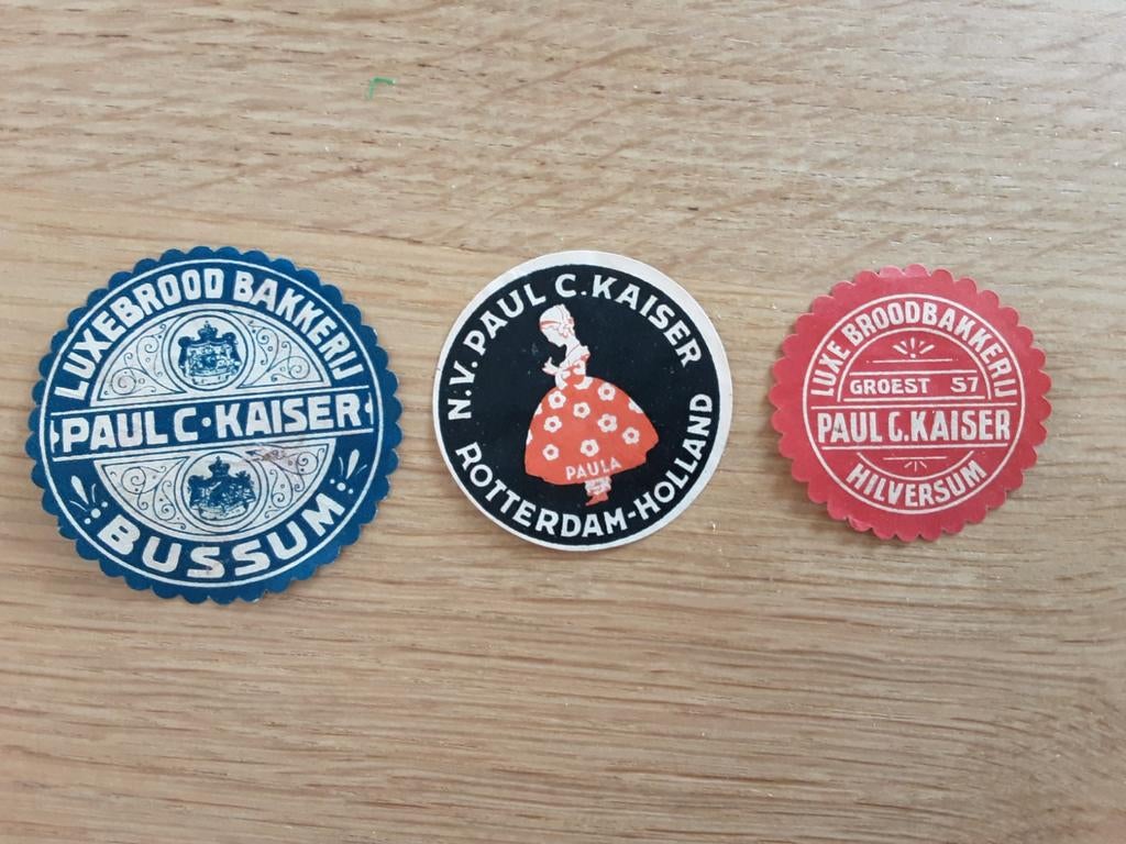 Sluitzegels Paul C.Kaiser Rotterdam Bussum Hilversum, Ophalen of Verzenden, Gebruikt