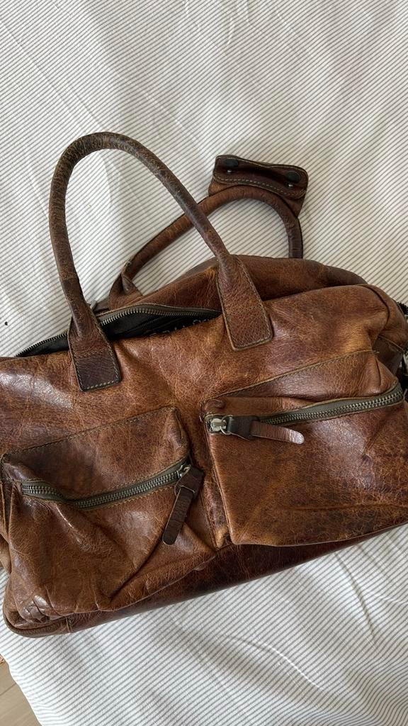 Vintage Cowboys Bag Leren Tas - Stoer en Ruim, 40 tot 60 cm, Gebruikt, 20 tot 30 cm, Bruin