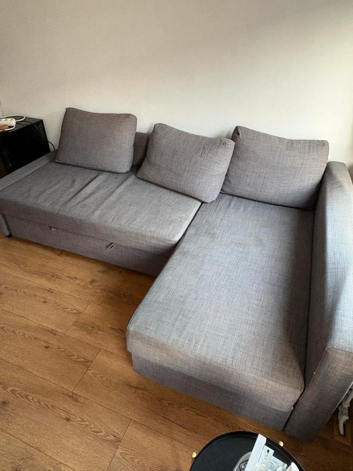 IKEA FRIHETEN Hoekbank met slaapfunctie en opbergruimte, Huis en Inrichting, Slaapkamer | Slaapbanken, Gebruikt, 140 cm, Tweepersoons