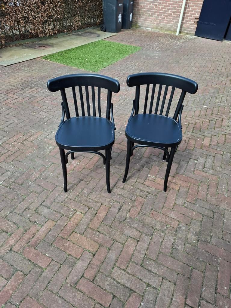 Set van 2 zwarte houten stoelen - Thonet stijl, Ophalen, Gebruikt, Twee, Thonet stijl