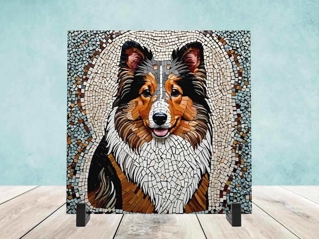 Sheltie Mozaïek tegel incl houder, Ophalen of Verzenden, Nieuw