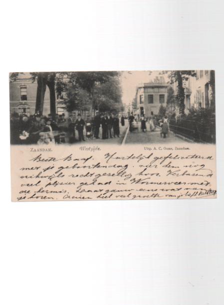 Zaandam Westzijde terhoogte Vinkenstraat Uitg A Ooms, Ophalen of Verzenden, Voor 1920, Gelopen, Noord-Holland