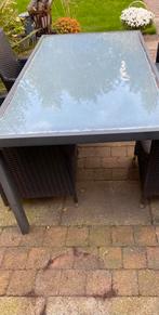 Tuintafel  90 x 160, glazen tafelblad., Ophalen, Gebruikt, Rechthoekig