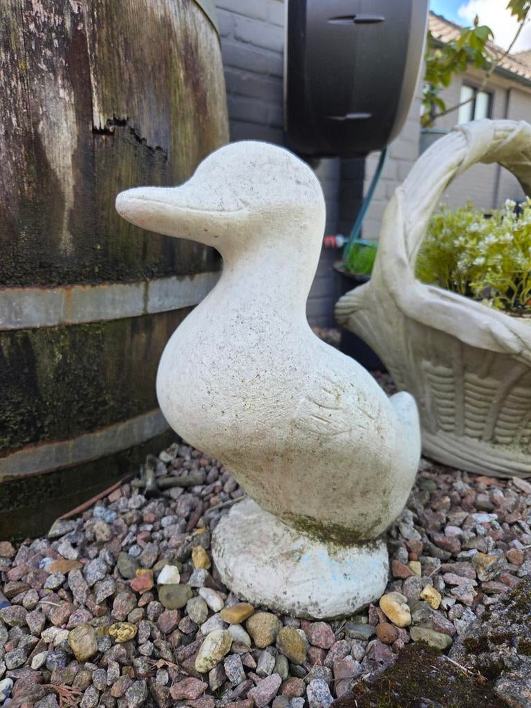 Betonnen tuinbeeld eend, Tuin en Terras, Tuinbeelden, Ophalen, Zo goed als nieuw, Beton, Dierenbeeld