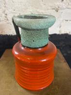 Vintage 60’ 70’s West Germany vaas oranje turkoois fat lava, Ophalen of Verzenden