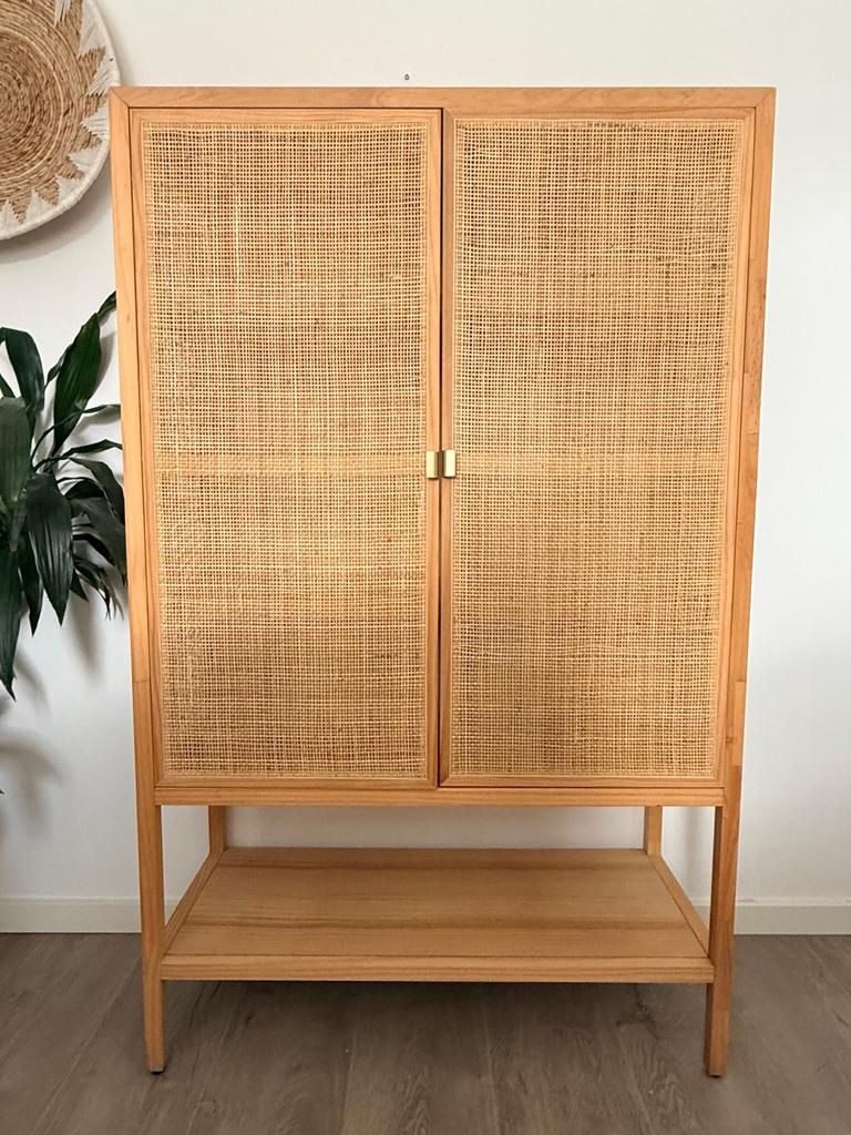 Mooie rotan kast/ houten opbergkast – 100x160 cm, Ophalen, Gebruikt