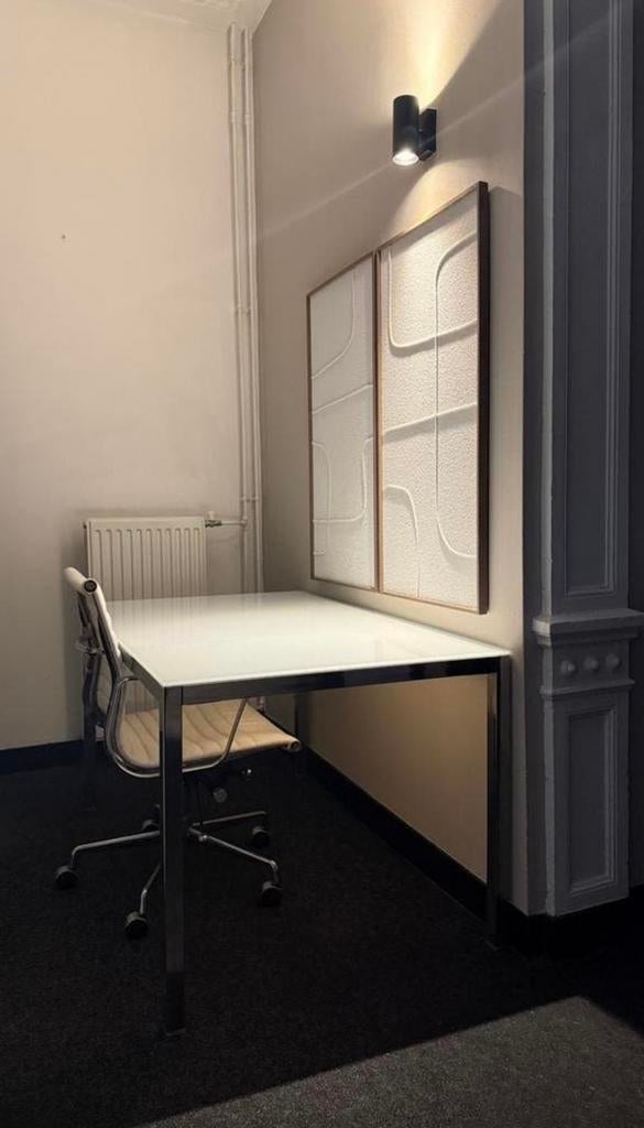 Strak wit design bureau/tafel, Huis en Inrichting, Tafels | Eettafels, Ophalen, Gebruikt, 100 tot 150 cm, 50 tot 100 cm