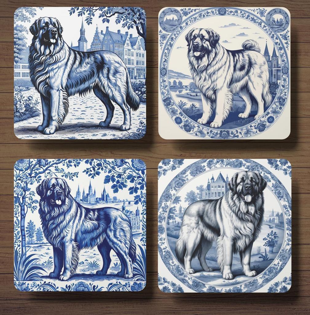 Leonberger Delfts Blauw onderzetters met houder, Ophalen of Verzenden, Nieuw, Glas of Kopje