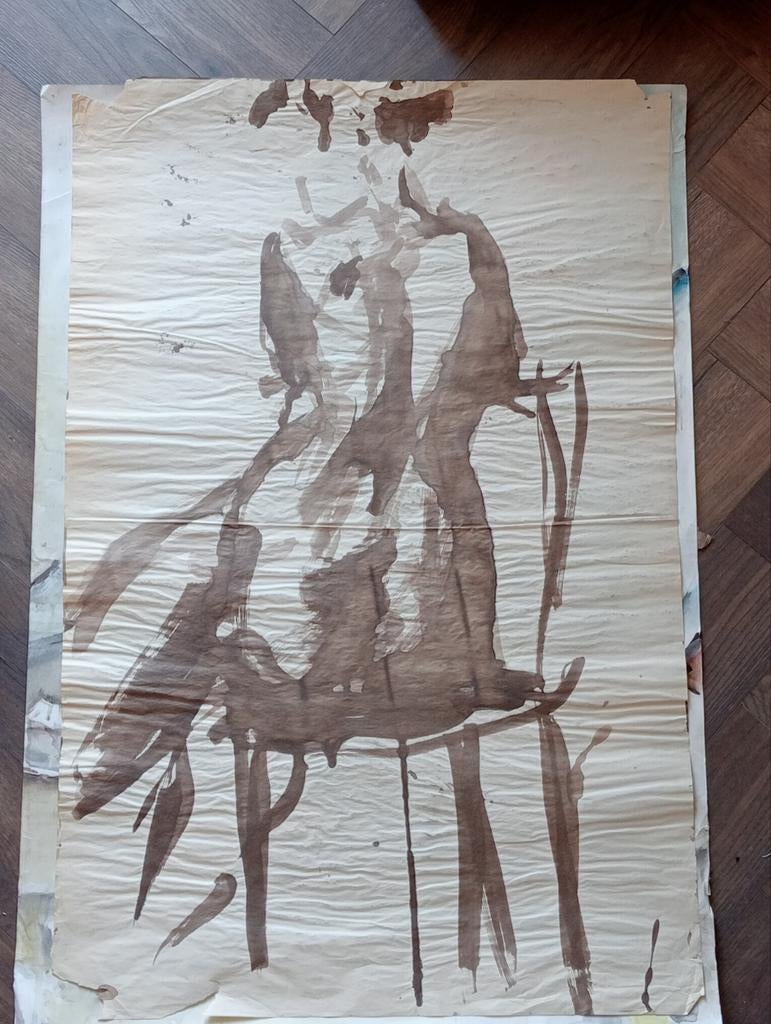 Aquarel zittend Naakt 20e eeuw, Ophalen of Verzenden