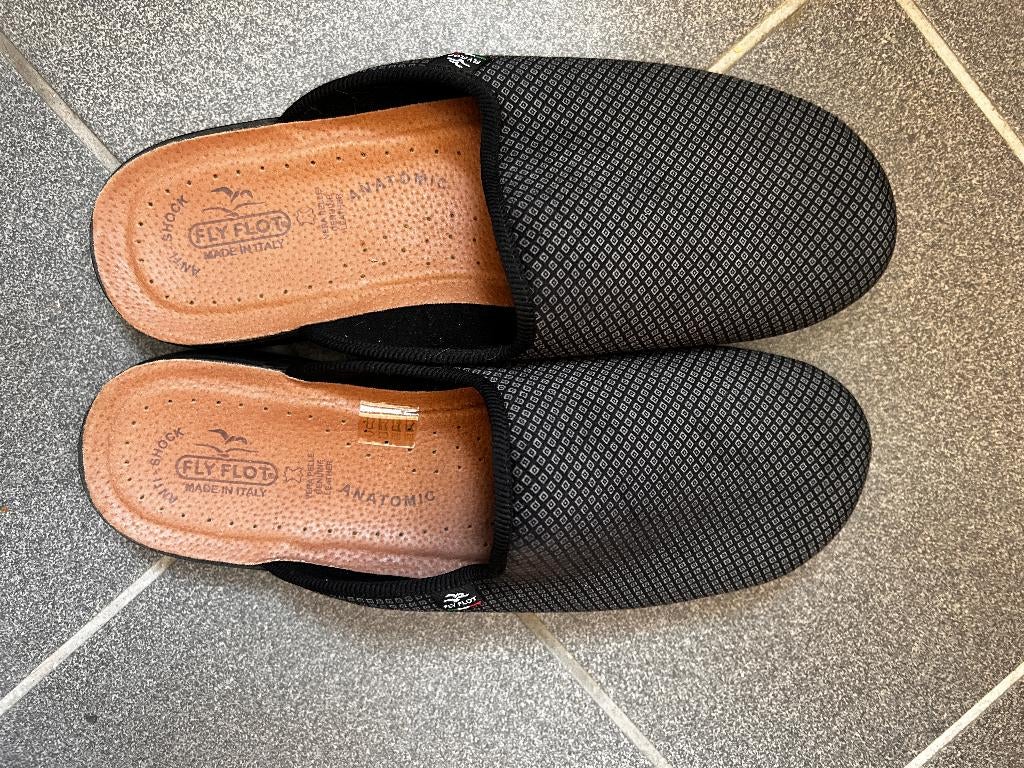 slippers man fly flot, Zwart, Nieuw, Ophalen of Verzenden, Pantoffels of Sloffen