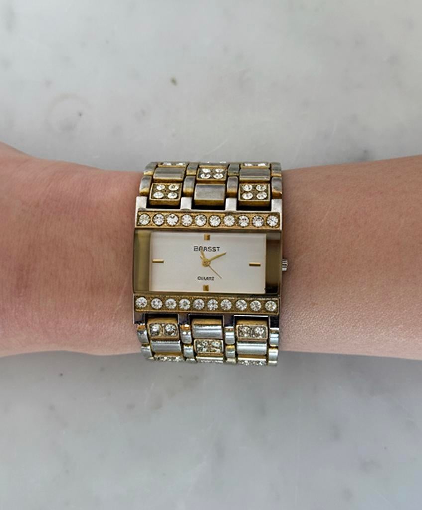 Ernest sprankelend horloge met steentjes, Sieraden, Tassen en Uiterlijk, Horloges | Dames, Overige merken, Staal, Gebruikt, Staal